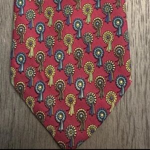 Salvatore Ferragamo Red Tie with Multicolor Rosette Pattern